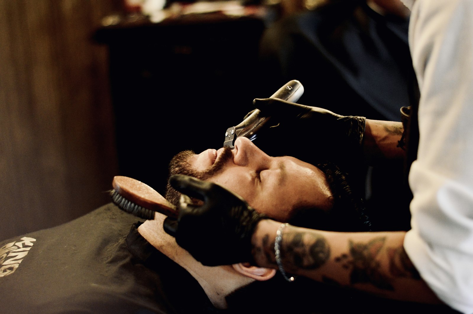 Barber chair under warm light
